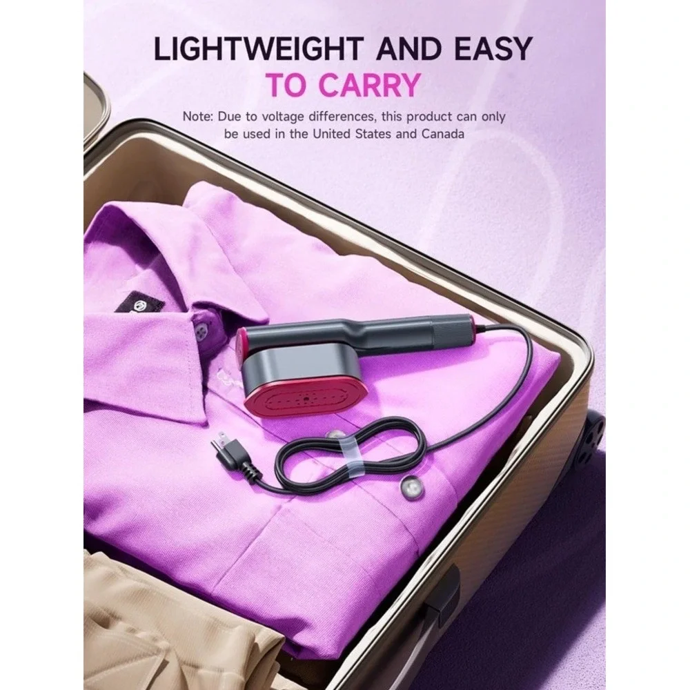 Dr Flash 2-in-1 Handheld Garment Steamer & Dry Iron 1200W Ceramic Grey/Pink -NEW